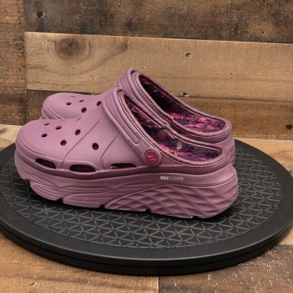 SKECHERS FOAMIES PLATFORM WOMENS CLOGS PURPLE FAUX FUR LINED SLIP ON SIZE 6 - Picture 5 of 9